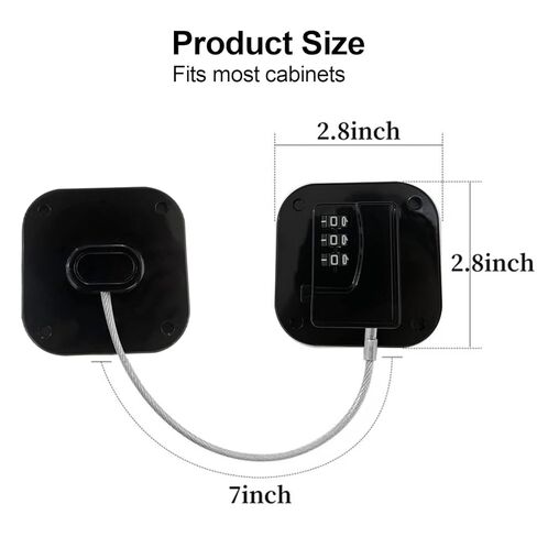 Heavy Duty Refrigerator Lock Cabinet Locks Child Safety Cabinet Locks Combination Fridge Lock for Cabinets Drawers Refrigerator (Black), 2.7X2.7IN in Saudi Arabia