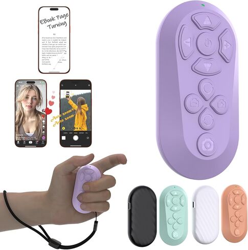 Bluetooth Remote Controller for TikTok Scrolling/Camera/Video Recording/Kindle App Compatible with iOS/Android (Black) in Kuwait