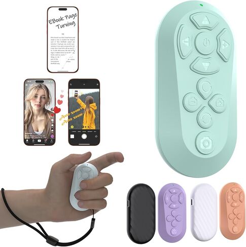 Bluetooth Remote Controller for TikTok Scrolling/Camera/Video Recording/Kindle App Compatible with iOS/Android (Black) in Saudi Arabia