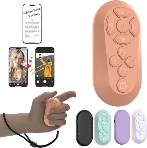 Bluetooth Remote Controller for TikTok Scrolling/Camera/Video Recording/Kindle App Compatible with iOS/Android (Black) in Saudi Arabia