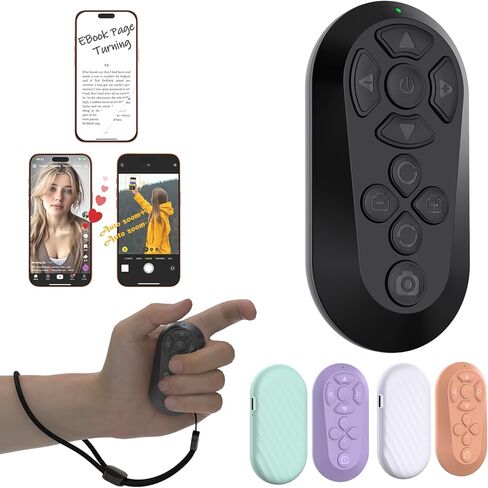 Bluetooth Remote Controller for TikTok Scrolling/Camera/Video Recording/Kindle App Compatible with iOS/Android (Black) in Saudi Arabia