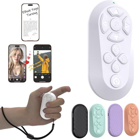 Bluetooth Remote Controller for TikTok Scrolling/Camera/Video Recording/Kindle App Compatible with iOS/Android (Black) in Saudi Arabia