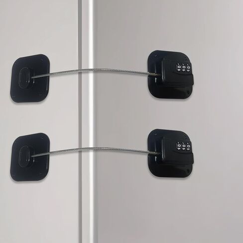 Heavy Duty Refrigerator Lock Cabinet Locks Child Safety Cabinet Locks Combination Fridge Lock for Cabinets Drawers Refrigerator (Black), 2.7X2.7IN in Saudi Arabia
