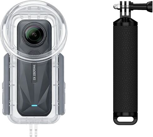 حافظة مقاومة للماء متوافقة مع Insta 360 X5، غطاء تحت الماء بطول 50 مترًا مع مادة PC، وصلة بانورامية، طلاء AR، غطاء قماشي واقٍ، قاعدة على شكل Y (YH-360 X5) in Kuwait