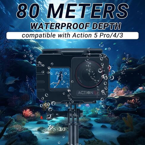 حافظة غوص من سبائك الألومنيوم OSMO Action 5 Pro، غطاء حماية مقاوم للماء تحت الماء بطول 263FT/80M لكاميرا DJI OSMO Action 5 PRO 4 3 مع ملحقات دعامة in Kuwait