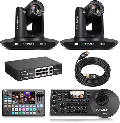 كاميرا FoMaKo K30NS 4K 30x زووم بصري PTZ مع NDI 6 وNDI HX3، لجولات الدراسة والحدث المباشر أو المعسكرات الصيفية (K30NSX2+KC602+KC608 Pro+P1000+FMKH107) in Kuwait