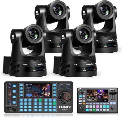 FoMaKo 4K 60fps NDI PTZ Camera, Supports NDI HX3 4K 60fps Output, 20x Optical Zoom, NDI PTZ Camera Controller KC608N for Education&Professional Demos Streaming(K600NX4+KC608N+KC602) in Kuwait