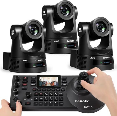 حزمة كاميرا FoMaKo 4K 60 إطارًا في الثانية NDI PTZ، تدعم إخراج NDI HX3 4K 60 إطارًا في الثانية، تكبير بصري 20x، تتبع تلقائي من الجيل 3 AI، 3G-SDI/HDMI/NDI/USB/PoE، مثالية لعبادة الكنيسة والاستوديو المباشر، K600Nx3+KC608 in Kuwait