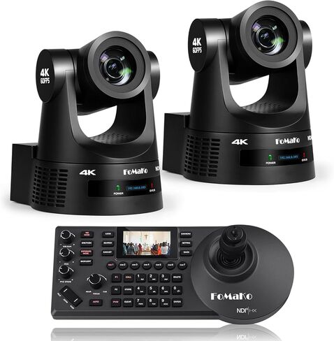 حزمة كاميرا FoMaKo 4K 60 إطارًا في الثانية NDI PTZ، تدعم إخراج NDI HX3 4K 60 إطارًا في الثانية، تكبير بصري 20x، تتبع تلقائي من الجيل 3 AI، 3G-SDI/HDMI/NDI/USB/PoE، مثالية لعبادة الكنيسة والاستوديو المباشر، K600Nx2+KC608 in Kuwait