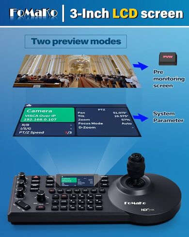 حزمة كاميرا FoMaKo 4K 60 إطارًا في الثانية NDI PTZ، تدعم إخراج NDI HX3 4K 60 إطارًا في الثانية، تكبير بصري 20x، تتبع تلقائي من الجيل 3 AI، 3G-SDI/HDMI/NDI/USB/PoE، مثالية لعبادة الكنيسة والاستوديو المباشر، K600Nx2+KC608 in Kuwait