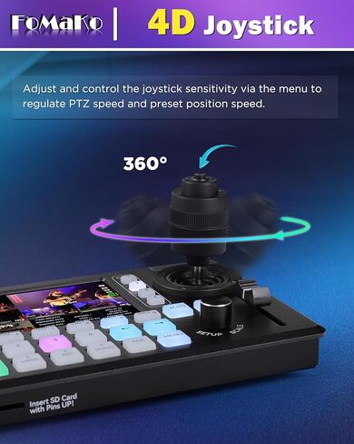 FoMaKo 4K 60fps NDI PTZ Camera, Supports NDI HX3 4K 60fps Output,KC800 2-in-One Video Switcher+PTZ Controller,for Large-Scale Events & Sports Live Streaming(K600NX2+KC800) in Kuwait