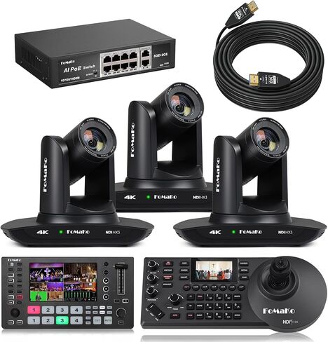 كاميرا FoMaKo K30NS 4K 30x زووم بصري PTZ مع NDI 6 & NDI HX3، وحدة تحكم الكاميرا KC608 Pro NDI PTZ، لحفلات التخرج الجامعية البث المباشر (K30NSX3+M3+KC608 Pro+P1000+FMKH107) in Kuwait
