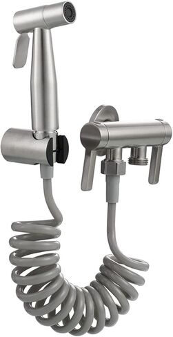 HandheldSprayer Wall Supercharge Cloth Diaper Sprayer Kit Stainless SteelSprayer for Toilet Spray Attachment with Hose for Feminine Wash,Brushed(Gun Gray) in Saudi Arabia