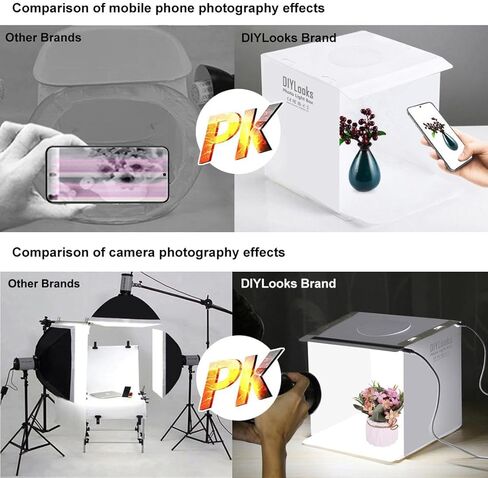 20 سنتيمتر تشمل 2 لوحات LED قابلة للطي المحمولة 1100LM ضوء صور الإضاءة استوديو اطلاق النار خيمة صندوق عدة مع 6 ألوان الخلفيات in Kuwait