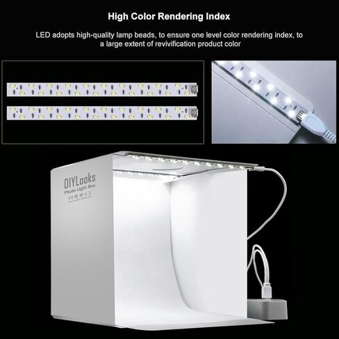 20 سنتيمتر تشمل 2 لوحات LED قابلة للطي المحمولة 1100LM ضوء صور الإضاءة استوديو اطلاق النار خيمة صندوق عدة مع 6 ألوان الخلفيات in Kuwait