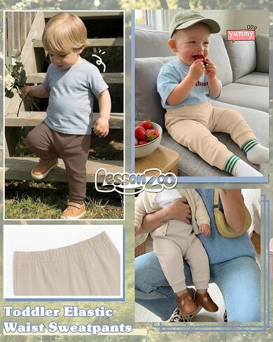 3 Pack Baby and Toddler Boys Girls Pants Elastic Waist Pull On Lightweight Sweatpants Unisex Jogger Pants for 6M-3T in Saudi Arabia