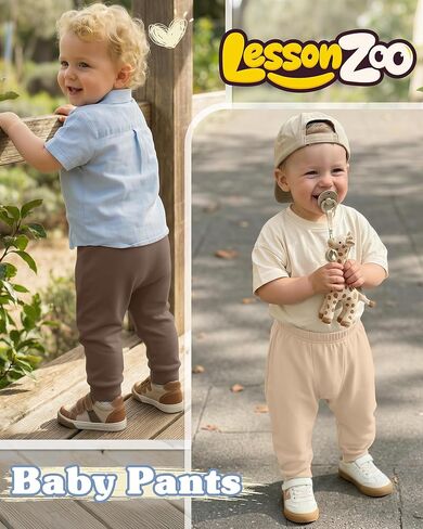 3 Pack Baby and Toddler Boys Girls Pants Elastic Waist Pull On Lightweight Sweatpants Unisex Jogger Pants for 6M-3T in Saudi Arabia