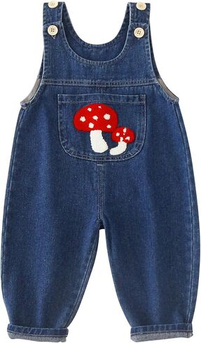 Happy Cherry Baby Boy Girl Denim Bib Overalls Cotton Button Suspender Overalls Jumpsuit in Kuwait