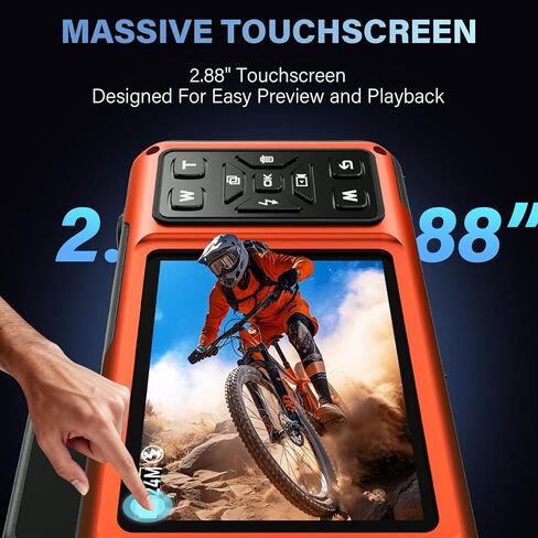 Maxmango V08 Pro 49FT Underwater Camera - 8K 90MP WiFi Waterproof Digital Camera with Touchscreen, Dustproof Shockproof Rugged Camera for Snorkeling, 64GB Point and Shoot Digital Digital Cam - Orange in Kuwait