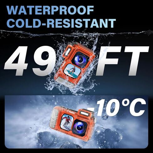 Maxmango V08 Pro 49FT Underwater Camera - 8K 90MP WiFi Waterproof Digital Camera with Touchscreen, Dustproof Shockproof Rugged Camera for Snorkeling, 64GB Point and Shoot Digital Digital Cam - Orange in Kuwait