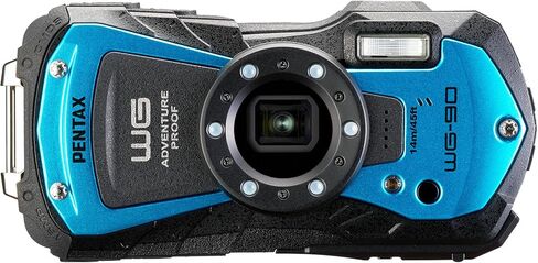 كاميرا رقمية PENTAX WG-90 زرقاء أصلية مقاومة للماء، 39.8 قدم (14 مترًا) مقاومة للماء (ساعتين متواصلتين)، 3.6 قدم (1.6 متر)، مقاومة للصدمات، مقاومة للغبار، مقاومة للبرودة حتى -10 درجة مئوية، جسم قوي للاستخدام في الهواء الطلق in Kuwait