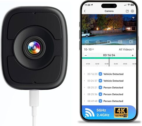 كاميرا نافذة داخلية LongPlus 8 ميجابكسل 4K، كاميرا أمان نافذة Safeview مع رؤية ليلية بالألوان الكاملة، كاميرا نافذة مغناطيسية لأمن المنزل، اكتشاف السيارة البشرية، واي فاي 2.4/5 جيجا هرتز، تسجيل 24/7، التحدث في اتجاهين in Kuwait