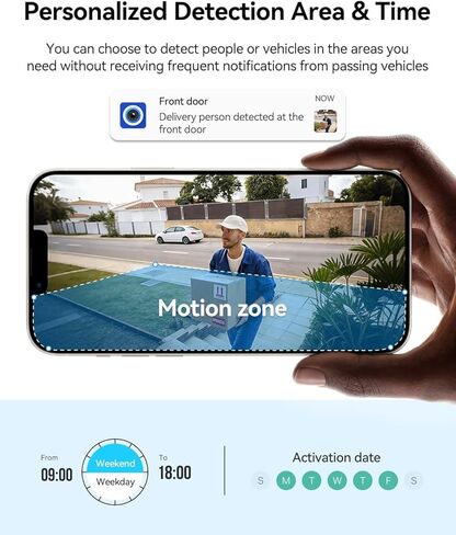 كاميرا نافذة داخلية LongPlus 8 ميجابكسل 4K، كاميرا أمان نافذة Safeview مع رؤية ليلية بالألوان الكاملة، كاميرا نافذة مغناطيسية لأمن المنزل، اكتشاف السيارة البشرية، واي فاي 2.4/5 جيجا هرتز، تسجيل 24/7، التحدث في اتجاهين in Kuwait
