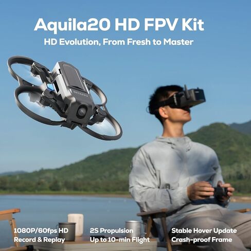 مجموعة BETAFPV Aquila20 HD FPV مع كاميرا 1080 بكسل، تثبيت الارتفاع، وظيفة DVR، VTX رقمي P1 عالي الدقة مدمج، 3 أوضاع مدعومة، نظام الدفع 2S وحدة تحكم عن بعد بدون طيار كوادكوبتر للمبتدئين FPV in Kuwait