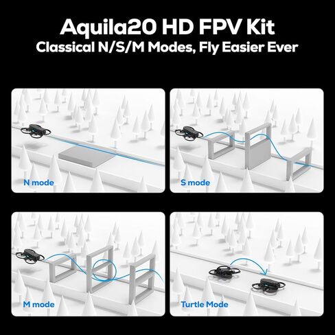 مجموعة BETAFPV Aquila20 HD FPV مع كاميرا 1080 بكسل، تثبيت الارتفاع، وظيفة DVR، VTX رقمي P1 عالي الدقة مدمج، 3 أوضاع مدعومة، نظام الدفع 2S وحدة تحكم عن بعد بدون طيار كوادكوبتر للمبتدئين FPV in Kuwait