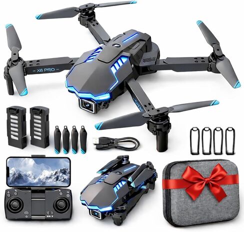 Drone with Camera 1080P with Brushless Motor Mini Drone for Beginner, Long Fly Time, One Key Start, Headless Mode, 2 Batteries, RC Quadcopter Helicopter Toy Gifts for Teen Boys and Girls in Kuwait