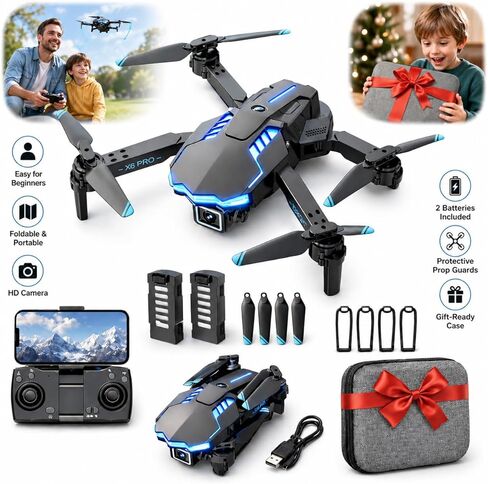 Drone with Camera 1080P with Brushless Motor Mini Drone for Beginner, Long Fly Time, One Key Start, Headless Mode, 2 Batteries, RC Quadcopter Helicopter Toy Gifts for Teen Boys and Girls in Kuwait