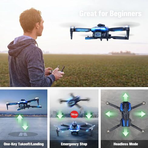 Drone with Camera 1080P with Brushless Motor Mini Drone for Beginner, Long Fly Time, One Key Start, Headless Mode, 2 Batteries, RC Quadcopter Helicopter Toy Gifts for Teen Boys and Girls in Kuwait