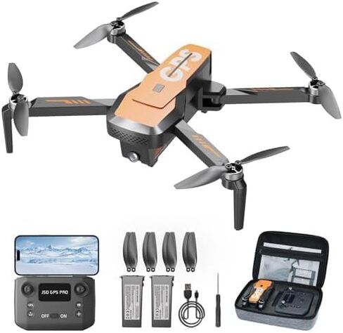 طائرات بدون طيار مع كاميرا للبالغين 4K - طائرة بدون طيار بنظام تحديد المواقع العالمي (GPS) مع إرجاع تلقائي، محرك بدون فرش، طائرة رباعية صغيرة قابلة للطي RC للأطفال المبتدئين مع فيديو مباشر FPV، اتبعني، بطاريتان تدوم رحلة طويلة أقل من 249 جرامًا in Kuwait