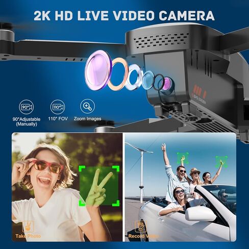 طائرات بدون طيار مع كاميرا للبالغين 4K - طائرة بدون طيار بنظام تحديد المواقع العالمي (GPS) مع إرجاع تلقائي، محرك بدون فرش، طائرة رباعية صغيرة قابلة للطي RC للأطفال المبتدئين مع فيديو مباشر FPV، اتبعني، بطاريتان تدوم رحلة طويلة أقل من 249 جرامًا in Kuwait