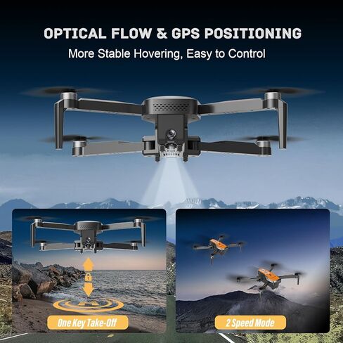 طائرات بدون طيار مع كاميرا للبالغين 4K - طائرة بدون طيار بنظام تحديد المواقع العالمي (GPS) مع إرجاع تلقائي، محرك بدون فرش، طائرة رباعية صغيرة قابلة للطي RC للأطفال المبتدئين مع فيديو مباشر FPV، اتبعني، بطاريتان تدوم رحلة طويلة أقل من 249 جرامًا in Kuwait