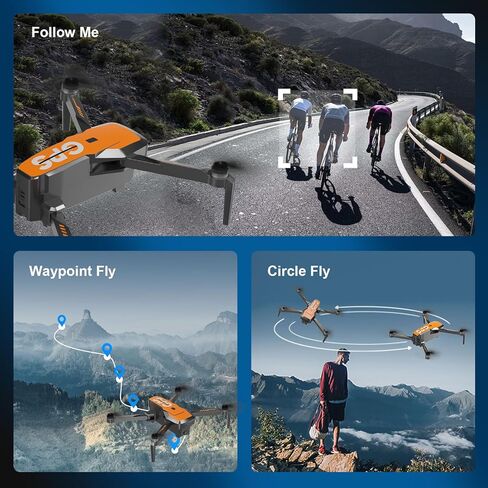طائرات بدون طيار مع كاميرا للبالغين 4K - طائرة بدون طيار بنظام تحديد المواقع العالمي (GPS) مع إرجاع تلقائي، محرك بدون فرش، طائرة رباعية صغيرة قابلة للطي RC للأطفال المبتدئين مع فيديو مباشر FPV، اتبعني، بطاريتان تدوم رحلة طويلة أقل من 249 جرامًا in Kuwait