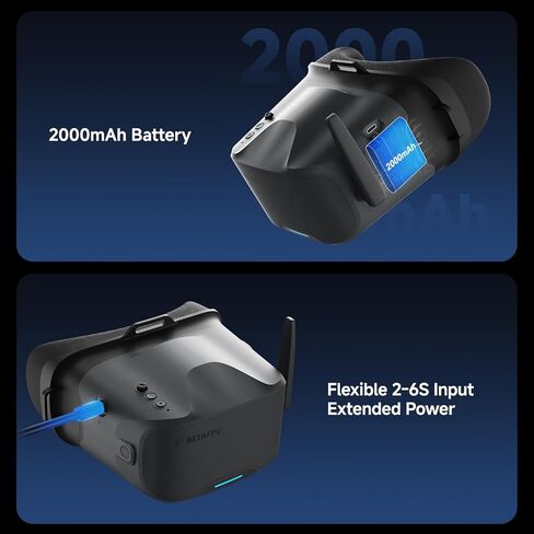 نظارات BETAFPV VR04 FPV مع وظيفة DVR 5.8G 48CH 4.3 بوصة 800 * 480px NTSC/PAL، بطارية مدمجة 2000 مللي أمبير في الساعة، تدعم التسجيل وإعادة التشغيل، متوافقة مع طائرة بدون طيار FPV مثل طائرة بدون طيار من سلسلة Cetus Meteor Air Pavo in Kuwait