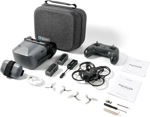 BETAFPV Aquila20 FPV Kit مع ارتفاع ثابت، جهاز إرسال راديو LiteRadio 4 SE، VR04 FPV Goggles DVR مدعوم، 3 أوضاع 2S نظام الدفع بدون طيار RTF للمبتدئين FPV يطير داخليًا وخارجيًا in Kuwait