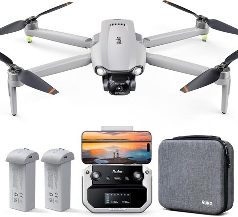 Ruko F11PRO 2 Plus Drones with Camera for Adults, 48MP 8K Photo, 3-Axis Gimbal Stabilizer, 74 Mins Flight Time (2 Batteries), 20,000ft Transmission, Beginner-Friendly Tech Gift in Kuwait