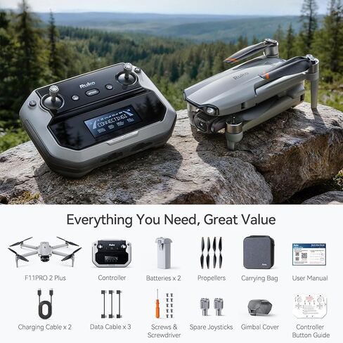 Ruko F11PRO 2 Plus Drones with Camera for Adults, 48MP 8K Photo, 3-Axis Gimbal Stabilizer, 74 Mins Flight Time (2 Batteries), 20,000ft Transmission, Beginner-Friendly Tech Gift in Kuwait