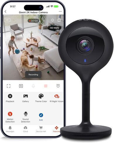 كاميرا أمان داخلية Geeni Look بدقة 1080 بكسل - عبوتان من كاميرا WiFi داخلية عالية الدقة بالكامل مع صوت ثنائي الاتجاه، واكتشاف الحركة، والرؤية الليلية - دعم Alexa ومساعد Google in Kuwait