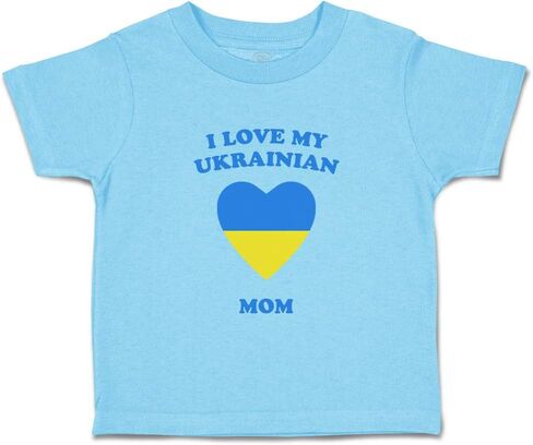 Toddler T-Shirt I Love My Ukrainian Mom Countries Cotton Ukrainian Mom Clothes in Saudi Arabia