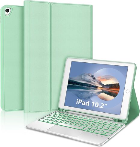 for iPad 9th Generation Case with Keyboard 10.2 Inch - Multi-Touch Trackpad, Wireless Bluetooth Detachable Keyboard case for iPad 8th Gen/7th Gen/iPad Pro 10.5"/iPad Air 3rd Gen, Yellow Non-Backlit in Saudi Arabia