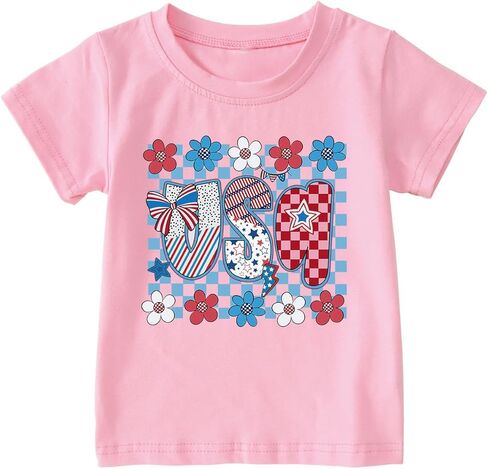 Boys Girls American Flag Shirts 4th of July T-Shirt Toddler Patriotic Independence Day Tops Tees 2-7 Years in Kuwait