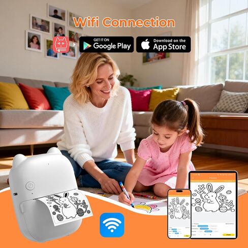 RayCue Printy AI Mini Voice-Control Printer, Kid-Safe AI Sticker Printer with Privacy Protection, Inkless Thermal Photo Printer, Bluetooth Pocket Printer for iOS & Android, 1 Rolls Adhesive Stickers in Kuwait