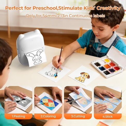 RayCue Printy AI Mini Voice-Control Printer, Kid-Safe AI Sticker Printer with Privacy Protection, Inkless Thermal Photo Printer, Bluetooth Pocket Printer for iOS & Android, 1 Rolls Adhesive Stickers in Kuwait