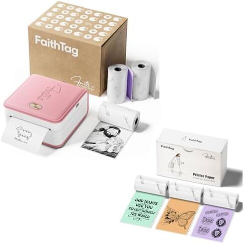 FaithTag Bible Study Mini Printer F21 Kit with 3 Rolls of 2" Transparent Stickers in Kuwait