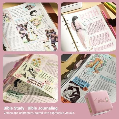 FaithTag Bible Study Mini Printer F21 Kit with 3 Rolls of 2" Transparent Stickers in Kuwait
