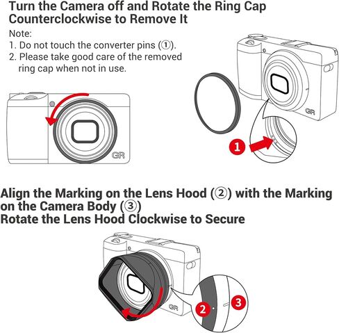 JJC GR IV Lens Hood for Ricoh GR4 GRIV HDF Monochrome Digital Camera Accessories, Aluminum Lens Protective Shade for Ricoh GR 4, No Vignetting and Anti-Scratches in Kuwait