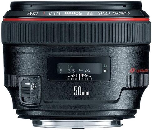 عدسة كانون EF 50 ملم f/1.2L USM | سلسلة L-Series Prime الاحترافية بفتحة f/1.2 فائقة السرعة وبصريات متقدمة وتركيز تلقائي USM سريع | للصور الشخصية والتصوير الفوتوغرافي الإبداعي (1257B002) + بطاقة سعة 64 جيجابايت + حقيبة in Kuwait